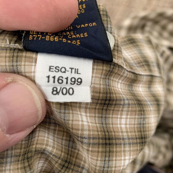 Vintage Tommy Hilfiger Shirt Mens XL Tan Plaid Long Sleeve Button Down Cotton - Picture 6 of 7